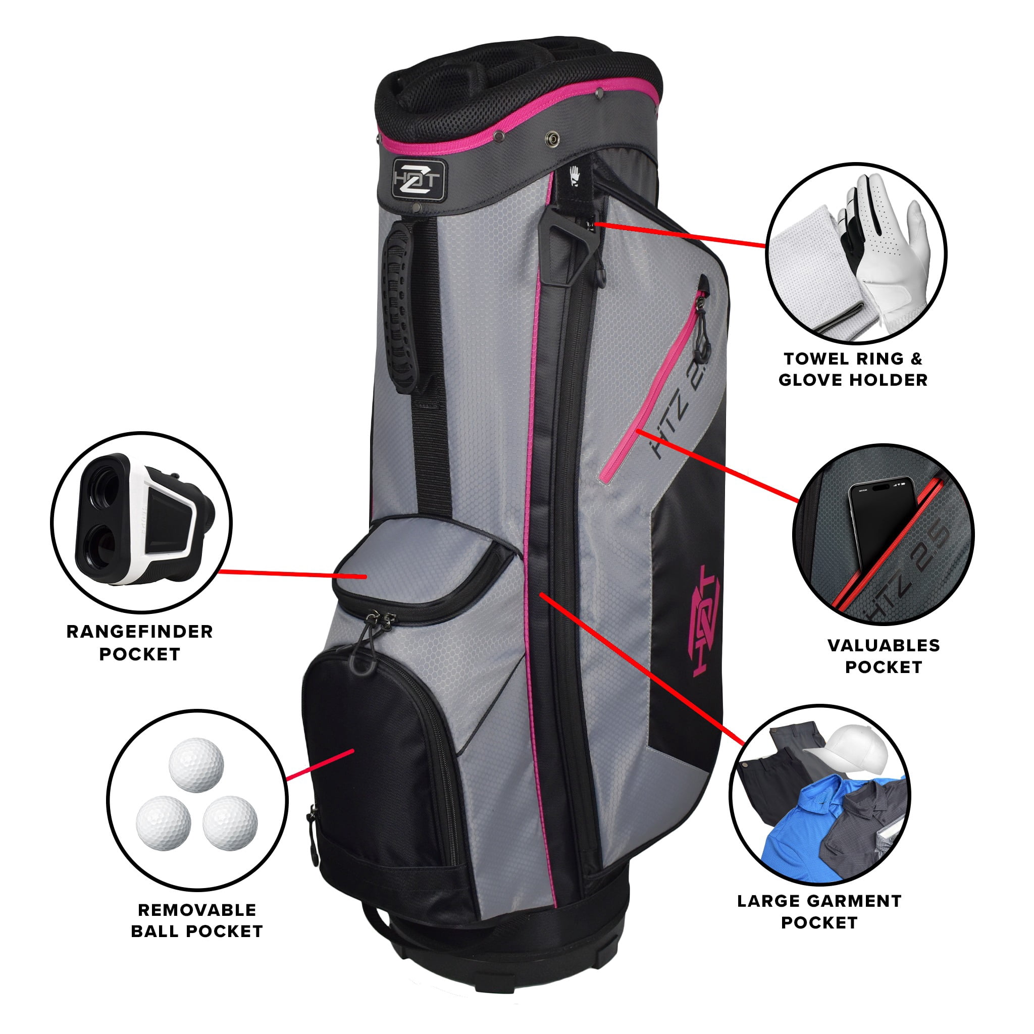 Hot-Z Golf Ladies 2.5 Cart Bag Black/Grey/Pink