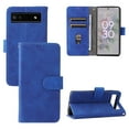 thumbnail image 1 of Case for Google Pixel 6A Wallet Case with Card Slots Holder Magnetic Clasp Cover, Luxury PU Leather Skin-Friendly Wrist Strap Handbag Kickstand Soft Silicone Shockproof Protective Case,Blue, 1 of 5