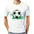 thumbnail image 1 of T-Shirt Graphique de Ballon de Soccer pour Hommes - Polyester Décontracté, Manches Courtes, Col Rond, Lavable en Machine, Vêtements de Sport d'Été, 1 of 6