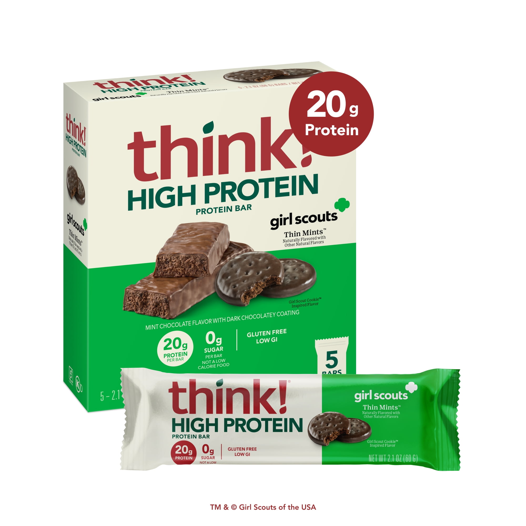 (3 pack) Think! High Protein Bars, Chocolate Mint, 20g, 5Ct