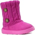 thumbnail image 3 of New Girls Toddlers Kids Slouch Comf Midcalf Suede Button Boots Shoes (Fuchsia 2285C, 10 Toddler), 3 of 4