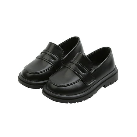 

Woobling Unisex-Child Loafers Slip On Flats Uniform Dress Shoes School Leather Shoe Vintage Wedding Lightweight Black 4C