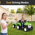 thumbnail image 5 of Funcid 24 Volt Ride on Toys with Remote, 5 AH Electric Ride on Vehicles for Kids, 240W Ride on Tractor, Power Car Wheels w/ Detachable Trailer, Bluetooth, Music, Taillight & Light Switch, Green, 5 of 8