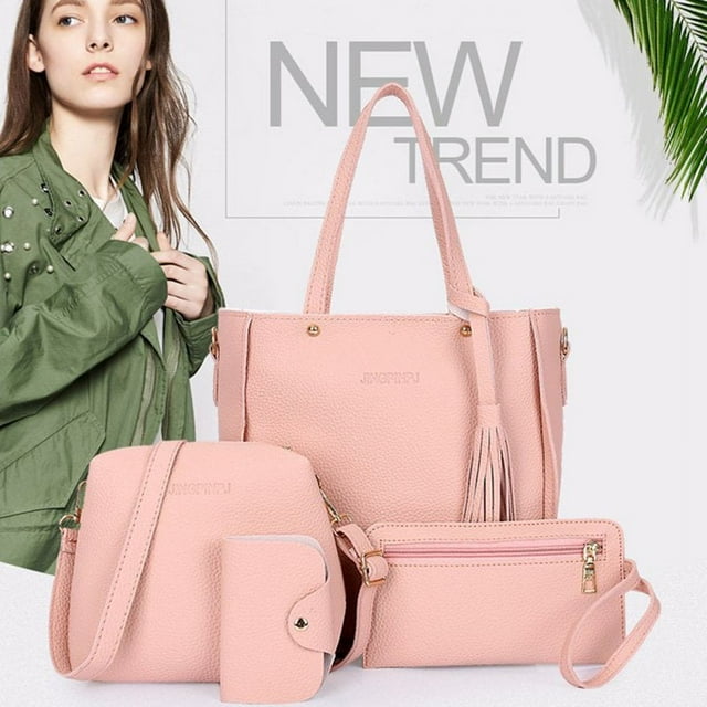 MesaSe Women Solid Color Handbag + Crossbody Shoulder Bag + Hand Purse + Card Holder for Daily Use New