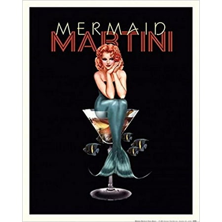 - Mermaid Martini by Ralph Burch 14x11 Art Print Poster Drinking Vintage Advertising Sexy Bar Art Woman