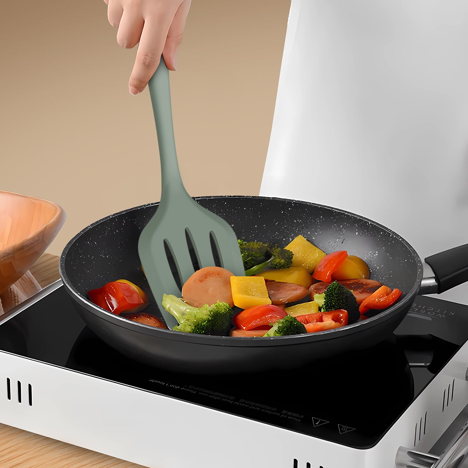 Silicone Cooking Utensils Set - Heat Resistant Kitchen Utensils BPA FREE,Turner Tongs,Spatula,Spoon,Brush,Whisk,Kitchen Utensil Gadgets Tools Set for Nonstick Cookware,Dishwasher Safe (Multi-color)