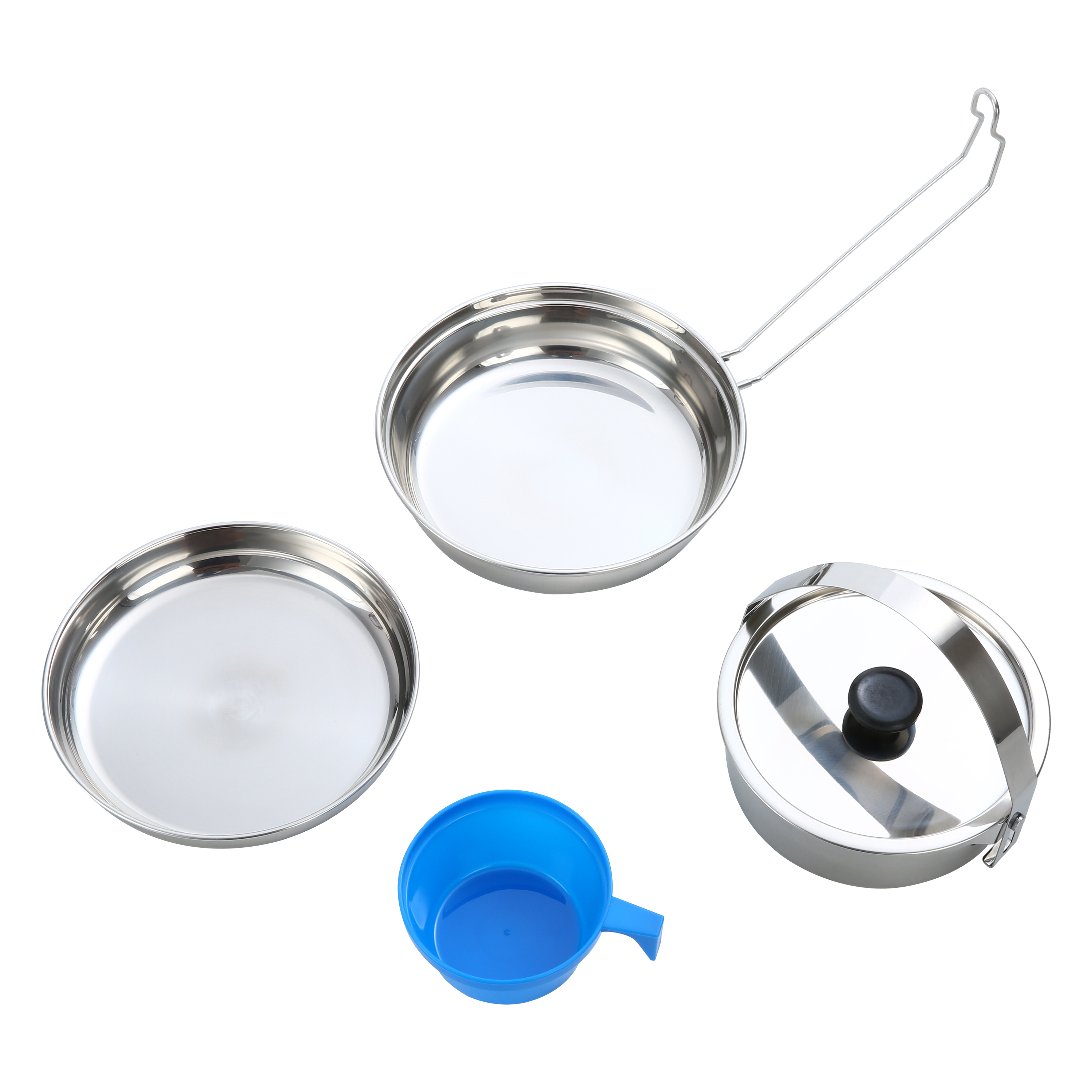 Kit de cocina para acampar de 5 piezas de acero inoxidable, aluminio y plástico que ahorra espacio 5