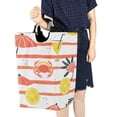 thumbnail image 4 of Yayeee Freestanding Laundry Hamper with Handle Collapsible Large Storage Basket for Clothes, Striped Crab, 4 of 7