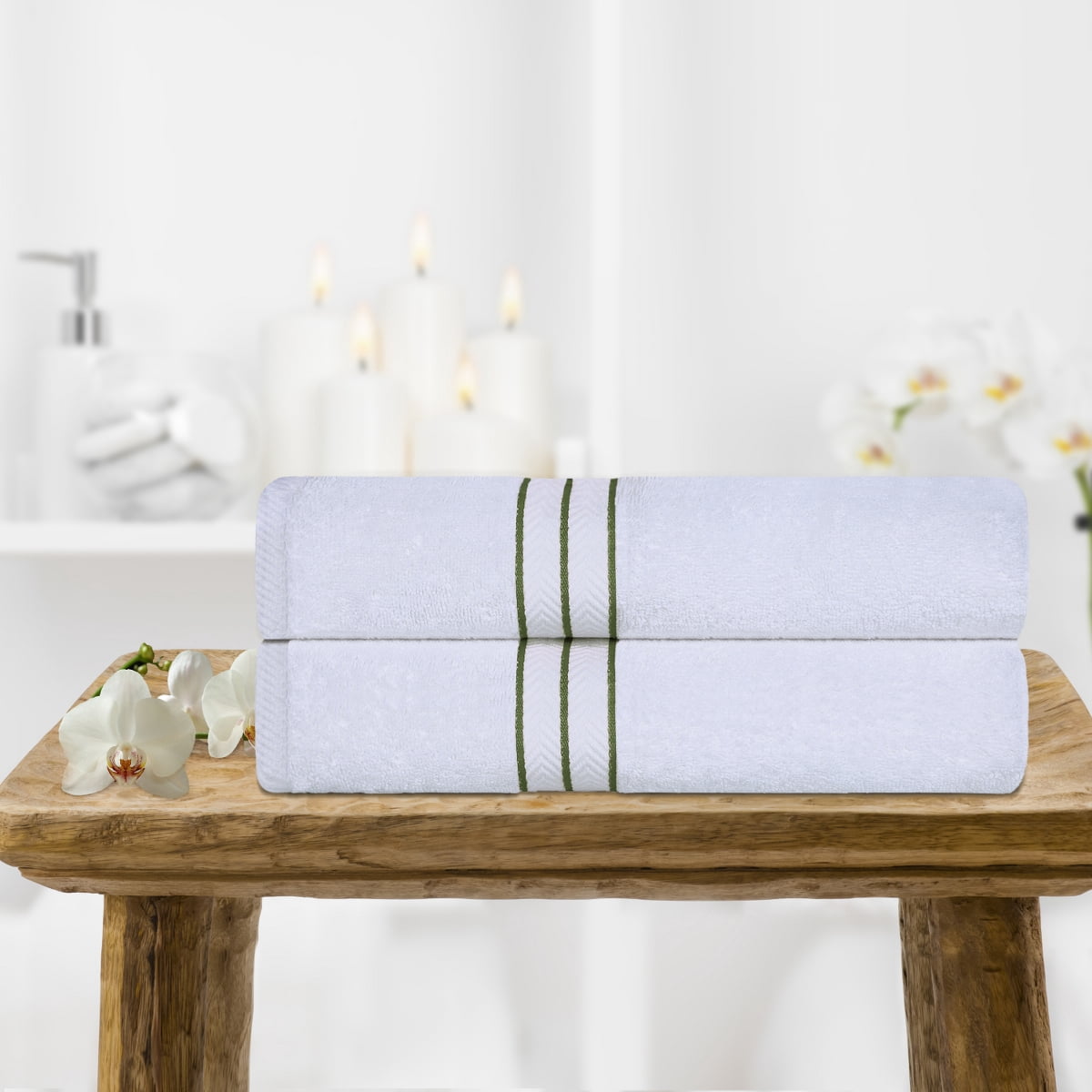 Superior Turkish Cotton Ultra-Plush 2-Piece Forest Green Bath Towel Set