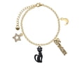 thumbnail image 2 of Delight Jewelry Tall Sitting Matte Black Cat Goldtone Dream Big Charm Bracelet, 7.5+2" Extender, 2 of 4