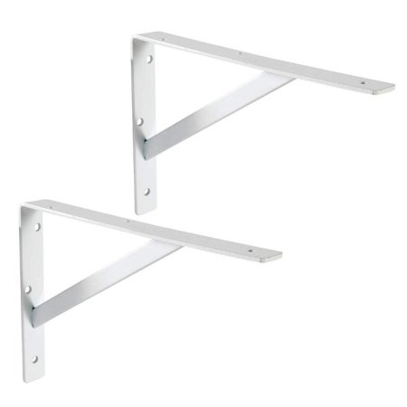 L-Brackets 208 Series - Heavy Duty - Pack of 2 - Up to 1,200 lbs./Pair Weight Capacity (12", White)
