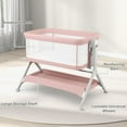 thumbnail image 3 of OLAKIDS 5 in 1 Baby Bassinet, Upgraded Flat Bedside Sleeper with Wheels, Storage Basket, Travel Bag, Mosquito Net, Height Adjustable, Portable Crib for Newborn/Infant (Pink), 3 of 7