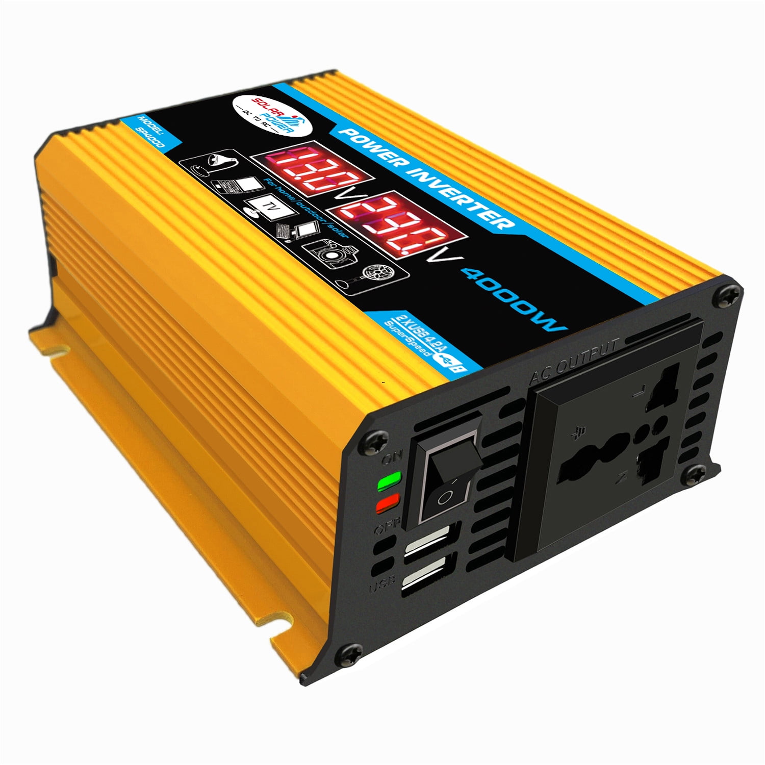 5000w Car Vehicle Power Inverter Converter DC 12v to AC 110v Camp Trip LCD USB