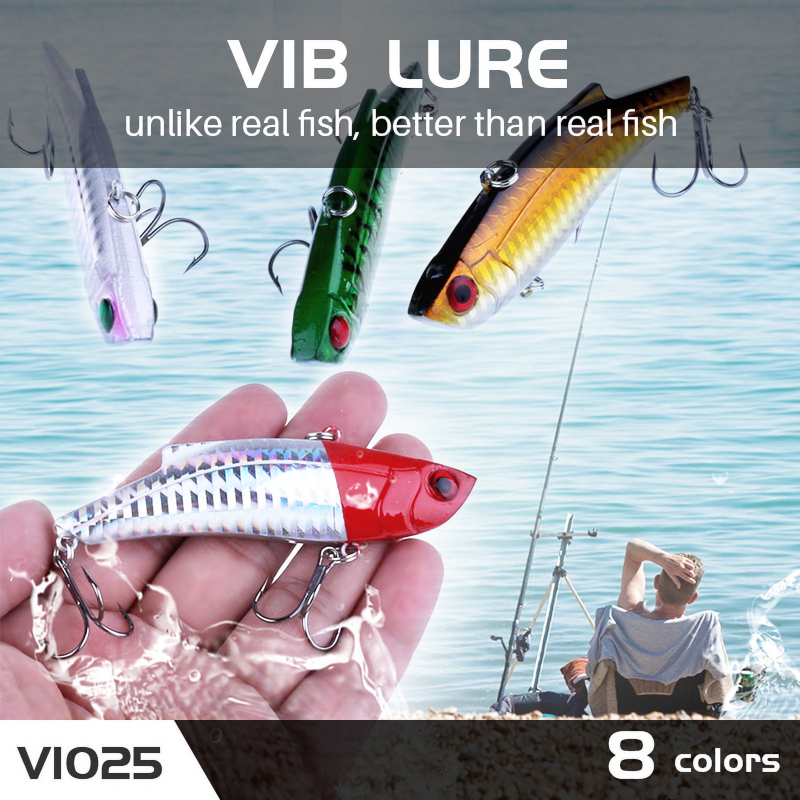 HENGJIA Fishing Lures, 8 Pack Lipless Crankbaits for Bass, Deep Diving Minnow VIB Hard Baits Sinking Fishing Lure for Saltwater Freshwater Bass, Redfish, Trout, Walleye, 0.99oz/3.54in