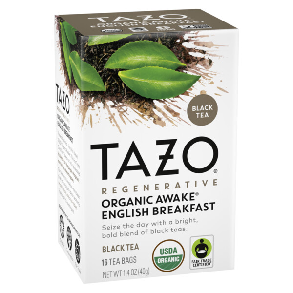 TAZO Tea Bag Regenerative Organic Awake, Black Tea, Caffeinated, 16
