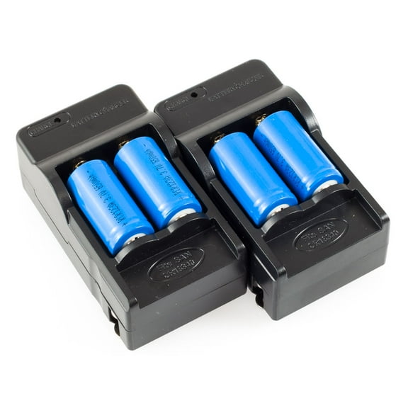 4 RCR123a Rechargeble Li-Ion Batteries & 2 AC Chargers for Arlo Security Cameras