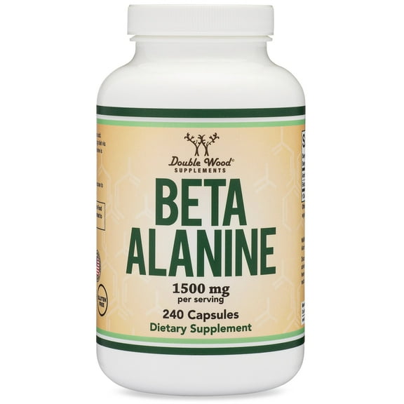 Beta Alanine Capsules Bulk (1.5 Gram Servings, 240 Capsules) for Muscle Fatigue and Endurance (Manufactured and Tested in The USA) by Double Wood Supplements