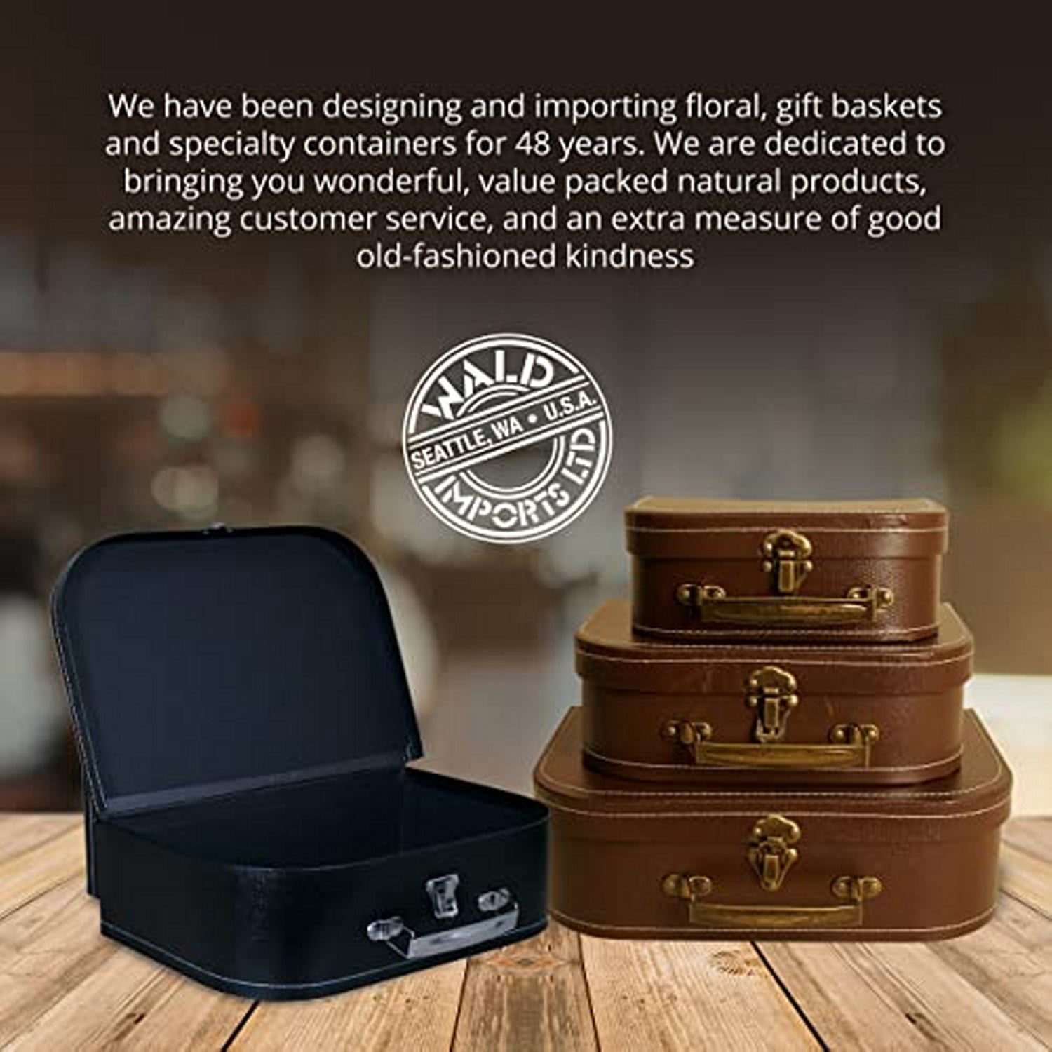 Wald 0727/BLK Set Of 3 Black Suitcases