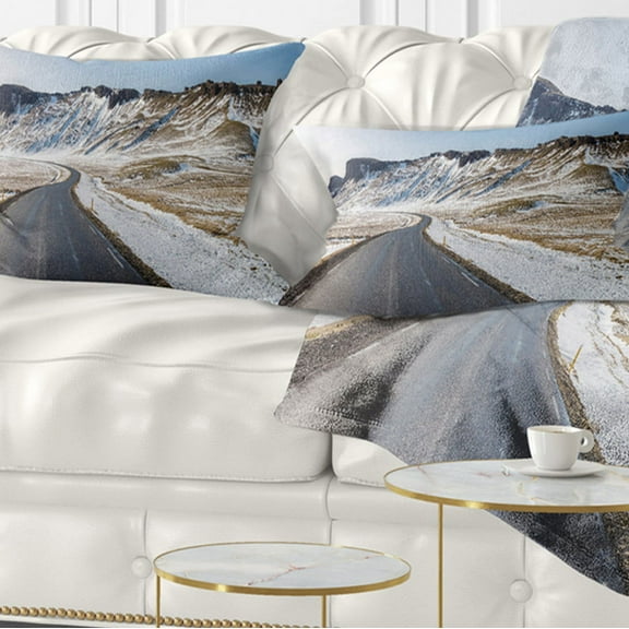 Designart 12" x 20" Blue Polyester Throw Pillow