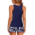 thumbnail image 3 of CIENVNSTG Summer Casual Two Piece Tankini Suit Blouson Style Tummy Control Bathing Suit with Practical Sporty Pockets and Baggy Swim Shorts Royal Blue L, 3 of 3