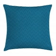 thumbnail image 1 of Navy Blue Throw Pillow Cushion Cover, Horizontal Zigzags Chevron Pattern in Dark and Light Colors Geometrical, Decorative Square Accent Pillow Case, 16 X 16 Inches, Dark Blue Baby Blue, by Ambesonne, 1 of 2