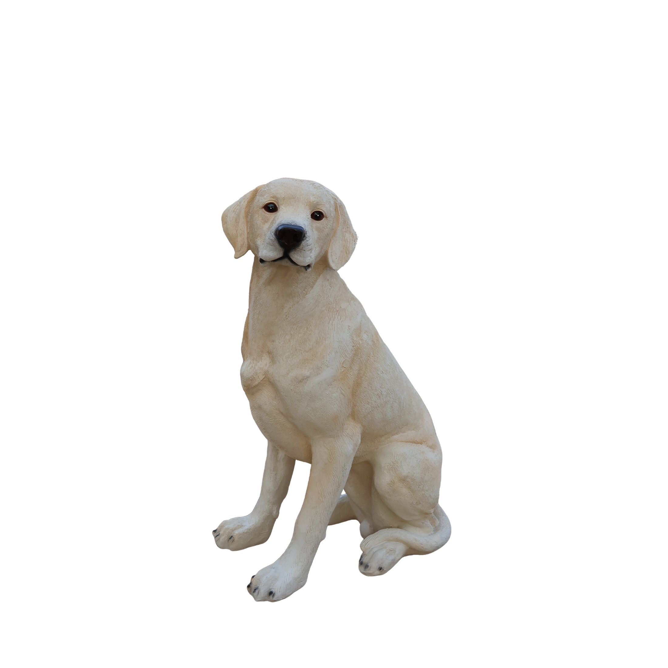 Noble House Lifelike Sitting Labrador Statue, Realistic Resin Animal Figurine for Outdoor Garden Decor, Yellow White