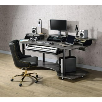ACME Furniture Megara Studio Music Desk, Black Finish, Shelves