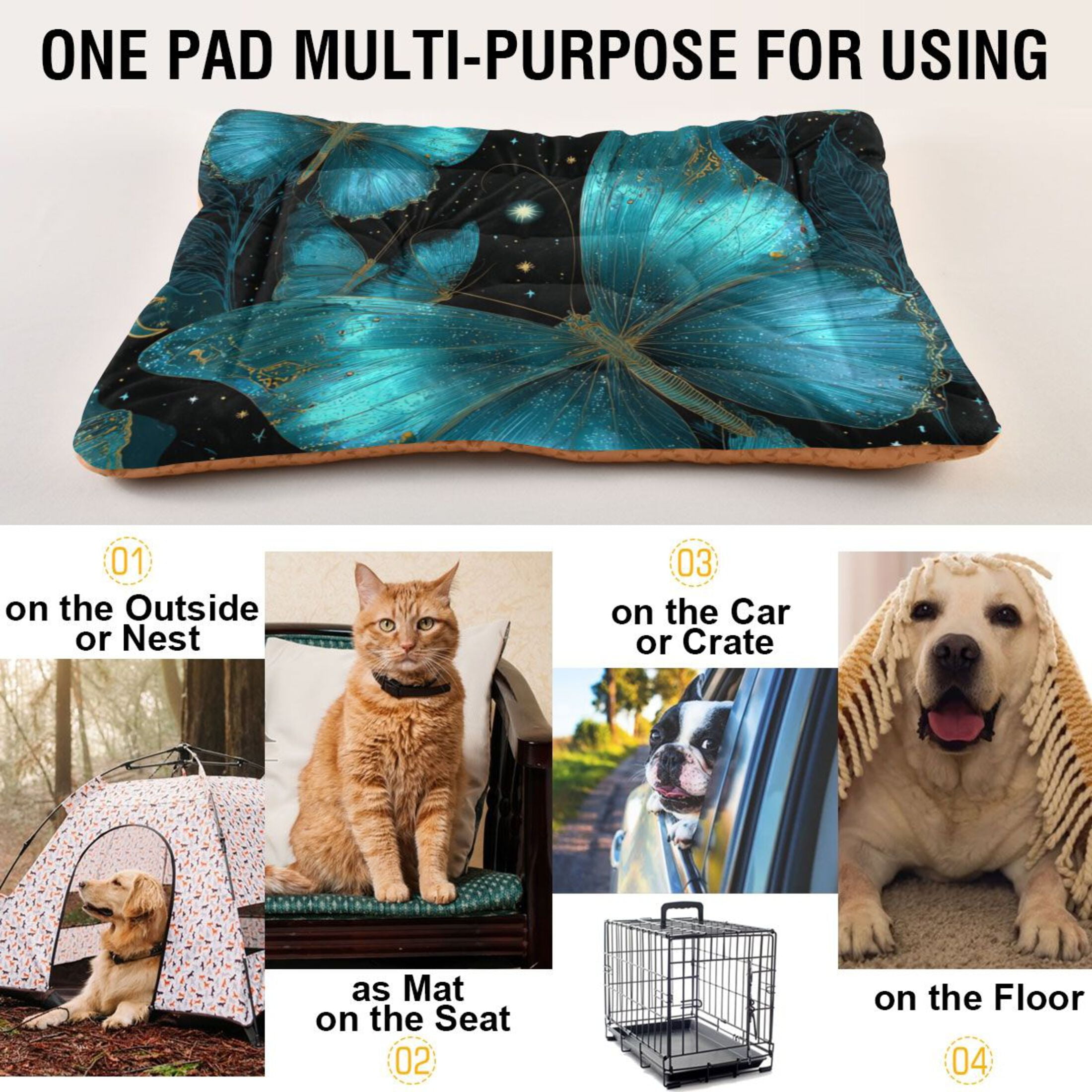Cozy Mat Pet Bed Indoor Outdoor Warm Soft For Cat Dog Puppy(S/M) Light Blue