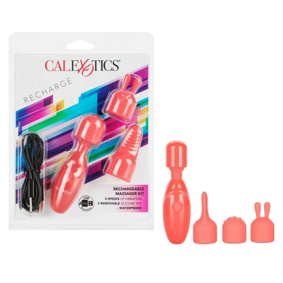 CalExotics Rechargeable 3-Speed Massager Kit with Silicone Tips
