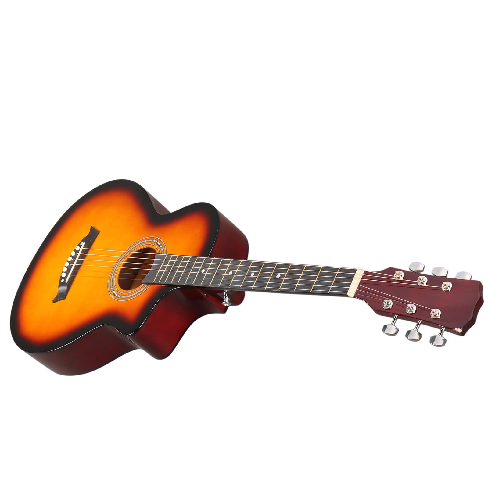 38-Inch Acoustic Guitar, JF Folk Body, Basswood Construction, 6 Steel Strings, 21 Frets, Beginner Starter Set with Gig Bag, Strap, Picks, Capo and Tuner