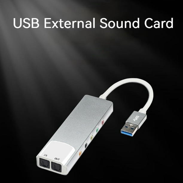 Adaptador de audio USB Tarjeta de audio externa de aleación de aluminio óptica para computadora portátil de escritorio