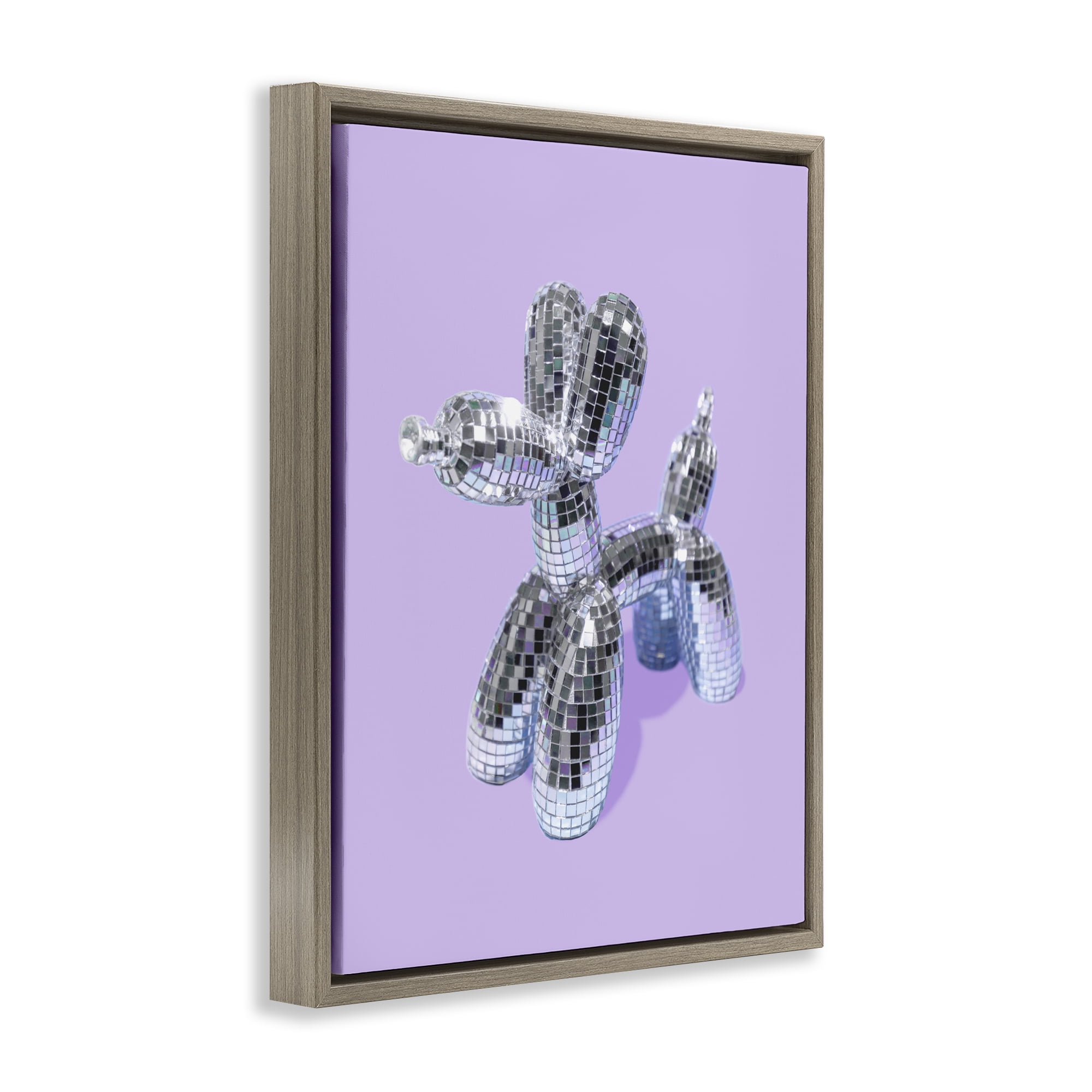 Stupell Industries Disco Balloon Animal on Lilac Brown Framed Floater Canvas Wall Art, design by LISH Creative