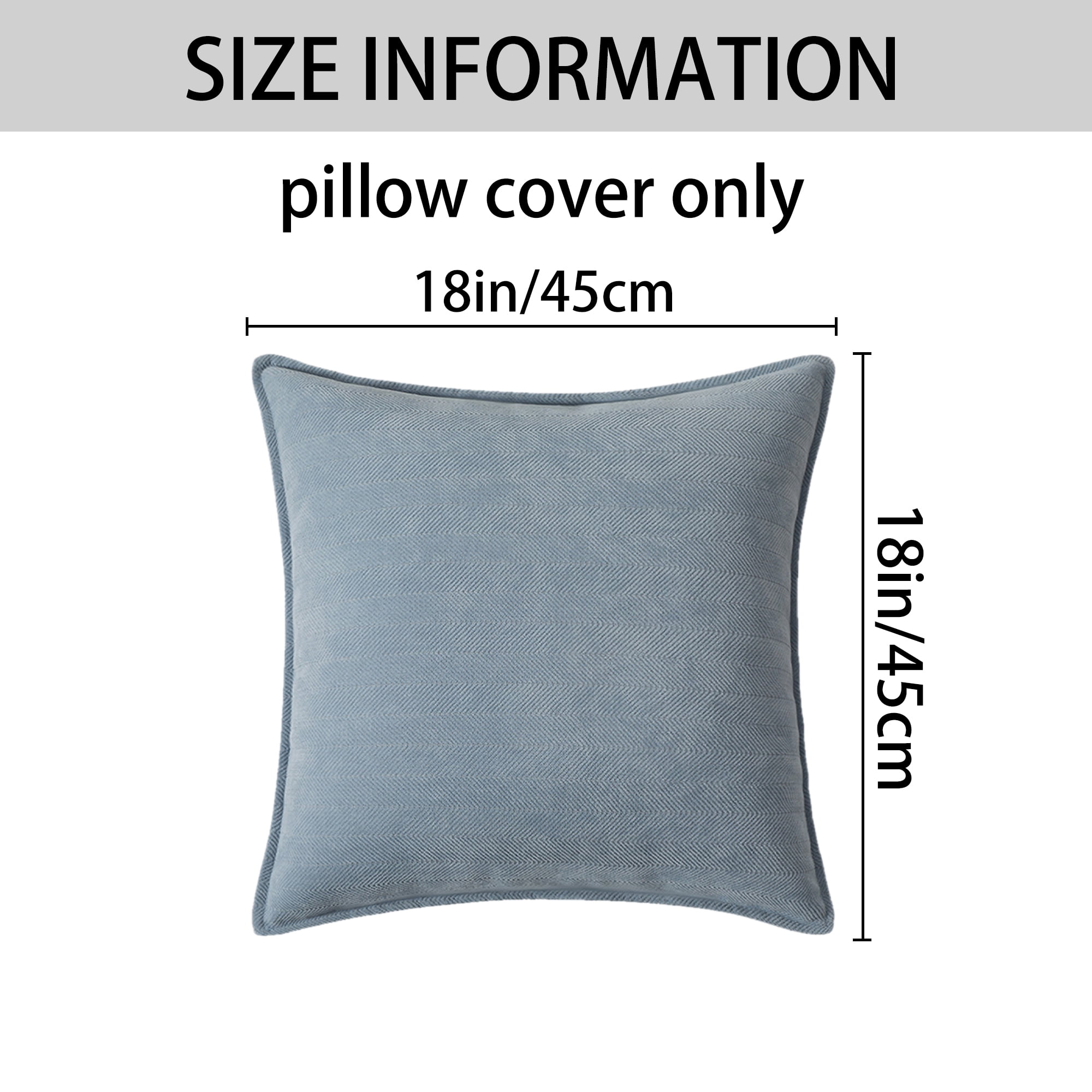 Unique Bargains Decorative Soft Chenille Pillow Covers Blue 18" x 18"