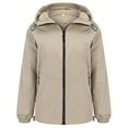 thumbnail image 3 of Womans Jacket Windproof Lightweight Zip Up Softshell Jacket Relaxed Fit Solid Spring Fall Khaki S, 3 of 5