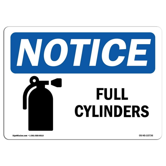 OSHA Notice Sign - NOTICE Full Cylinders | Plastic Sign | Protect Your Business, Construction Site, Warehouse & Shop Area | Made in the USA