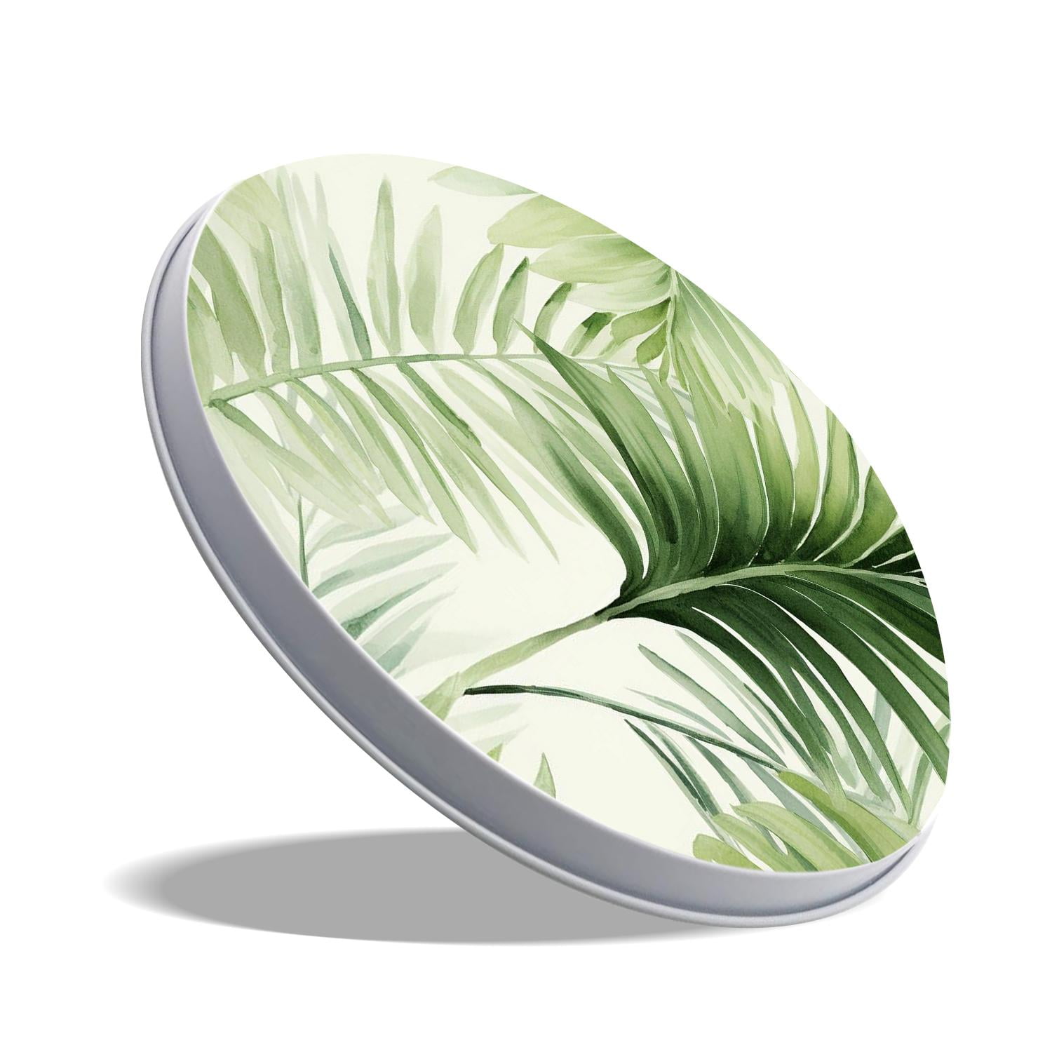 Round Stove Burner Covers 4 Pcs for Home Decor Cooktop Decorative ,Tropical Plant Green Palm Leaf lovely, Metal Round Stove Burner Covers 8Inch And 10Inch