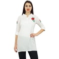 thumbnail image 2 of Phagun Women's 3/4 Sleeve Summer Casual White Blouse Shirt With Aari Work - 16, 2 of 8