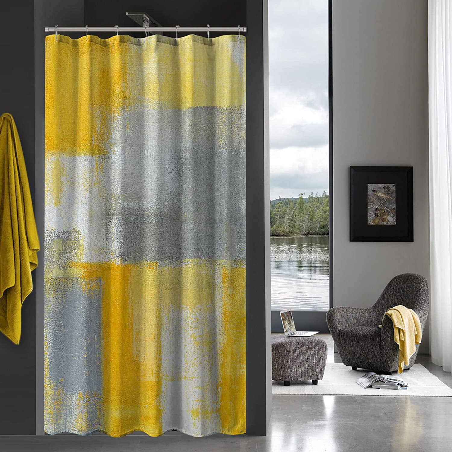 Small Stall Shower Curtain 36 x 72, Yellow Half Size Shower Curtain