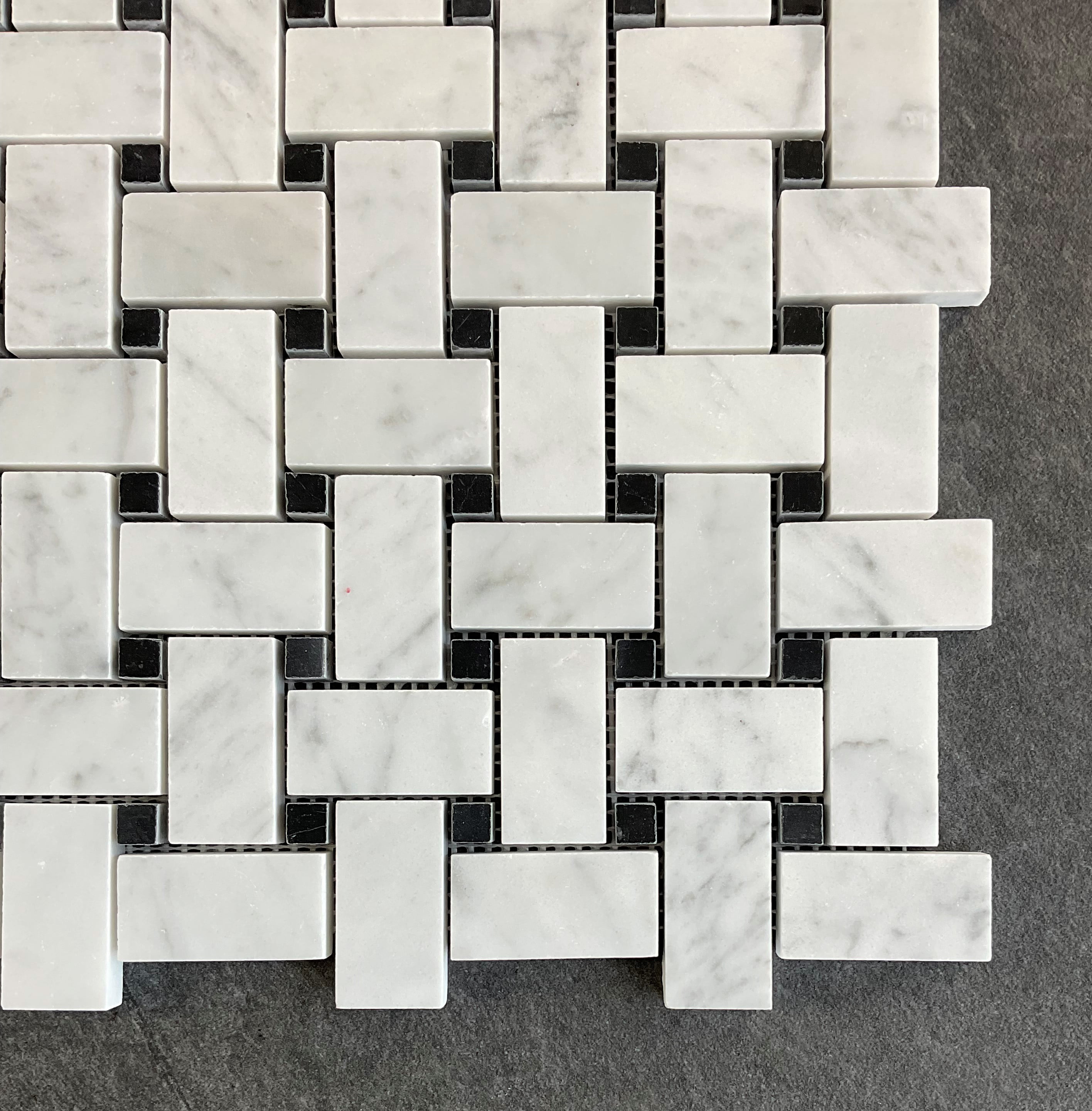 10 Sheets of 1" x 2" Marble Basketweave Mosaic Wall & Floor Tile