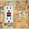 thumbnail image 1 of Metal Light Switch Plate Outlet Cover (Letter Autumn Copper Leaves Damask LET017), 1 of 13