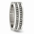 thumbnail image 4 of Stainless Steel 8mm Double Row Beaded Brushed & Polished Band Size: 7; for Adults and Teens; for Women and Men, 4 of 6