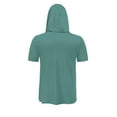 thumbnail image 6 of Htigea Unisex Hooded Sun Shirts UPF 50+ Short Sleeve Pullover UV Protection Hoodies Summer Rash Guard Workout Tops Army Green S, 6 of 8