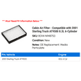 thumbnail image 2 of Cabin Air Filter - Compatible with 2001 Sterling Truck AT9500 8.3L 6-Cylinder, 2 of 2