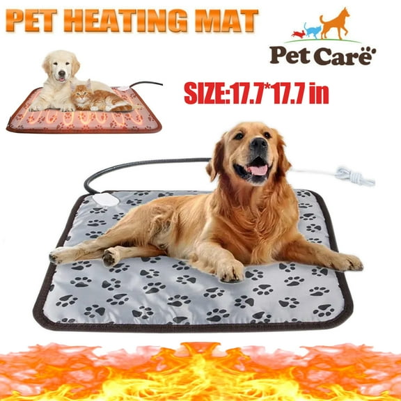 Pet Heating Pad, Heated Cat Dog Bed Mat, Electric Warming Pad Heating Blanket for Cats Dogs Indoor Outdoor Waterproof Adjustable Temperature Heater,17.7inch