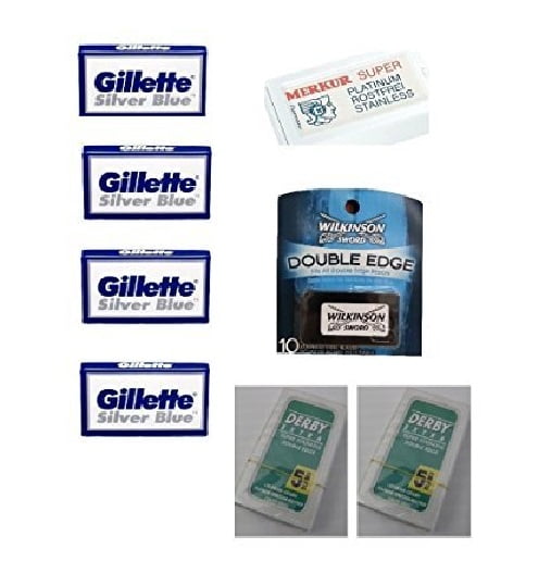 Merkur Double Edge Safety Razor Blades 10 ct. + Silver Blues Double