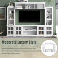 thumbnail image 2 of Large Entertainment Wall Unit with Bridge, Modern TV Console Table for TVs Up to 70", Multifunctional TV Stand with Tempered Glass Door for Living Room, White, 2 of 7