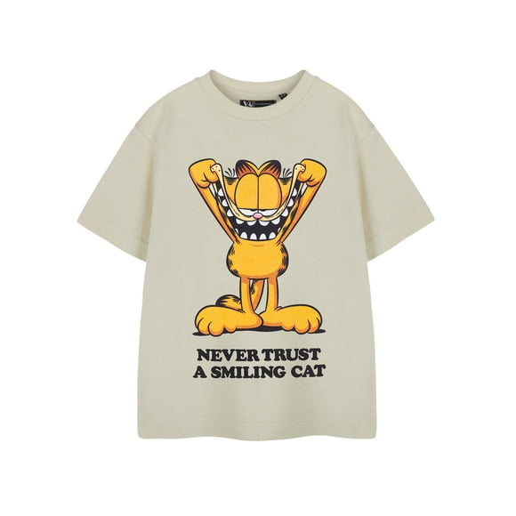 Garfield T-Shirt à Manches Courtes Beige pour Enfants Unisexe