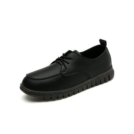

Wazshop Ladies Casual Shoes Comfort Walking Shoe Lace Up Flats Round Toe Slip On Loafers Women Leather Non-Slip Black 7