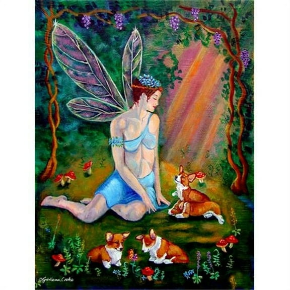 Fairy In The Woods With Her Corgis Flag Canvas House Size