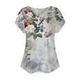 thumbnail image 3 of Fiudx Ofertas y Liquidaciones Top Plisado con Decoración de Botones y Cuello En V de Manga Corta para Mujer, Ropa Grande para Mujer (L-5Xl), 3 of 3